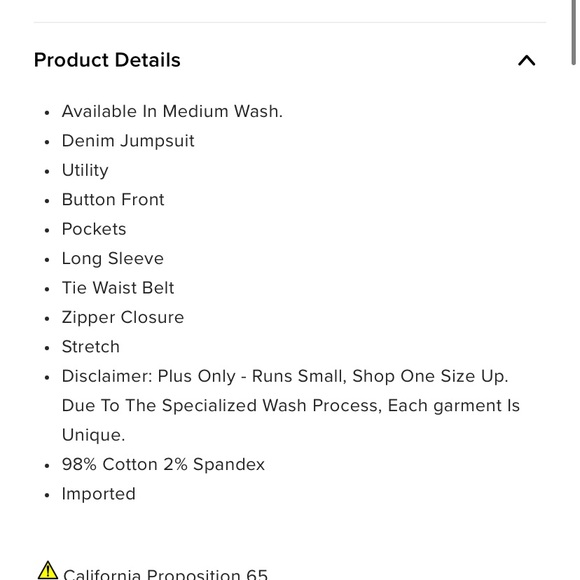 Medium Wash Jumpsuit XS NEW - Picture 3 of 4